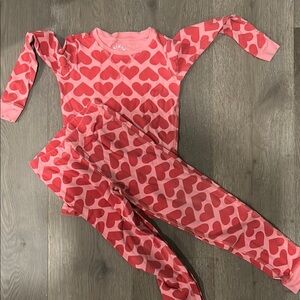 Pink Heart Pattern Pajama Set